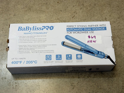 BaBylissPRO Nano Titanium Compact Ultra-Thin Flat Iron 1" Blue New