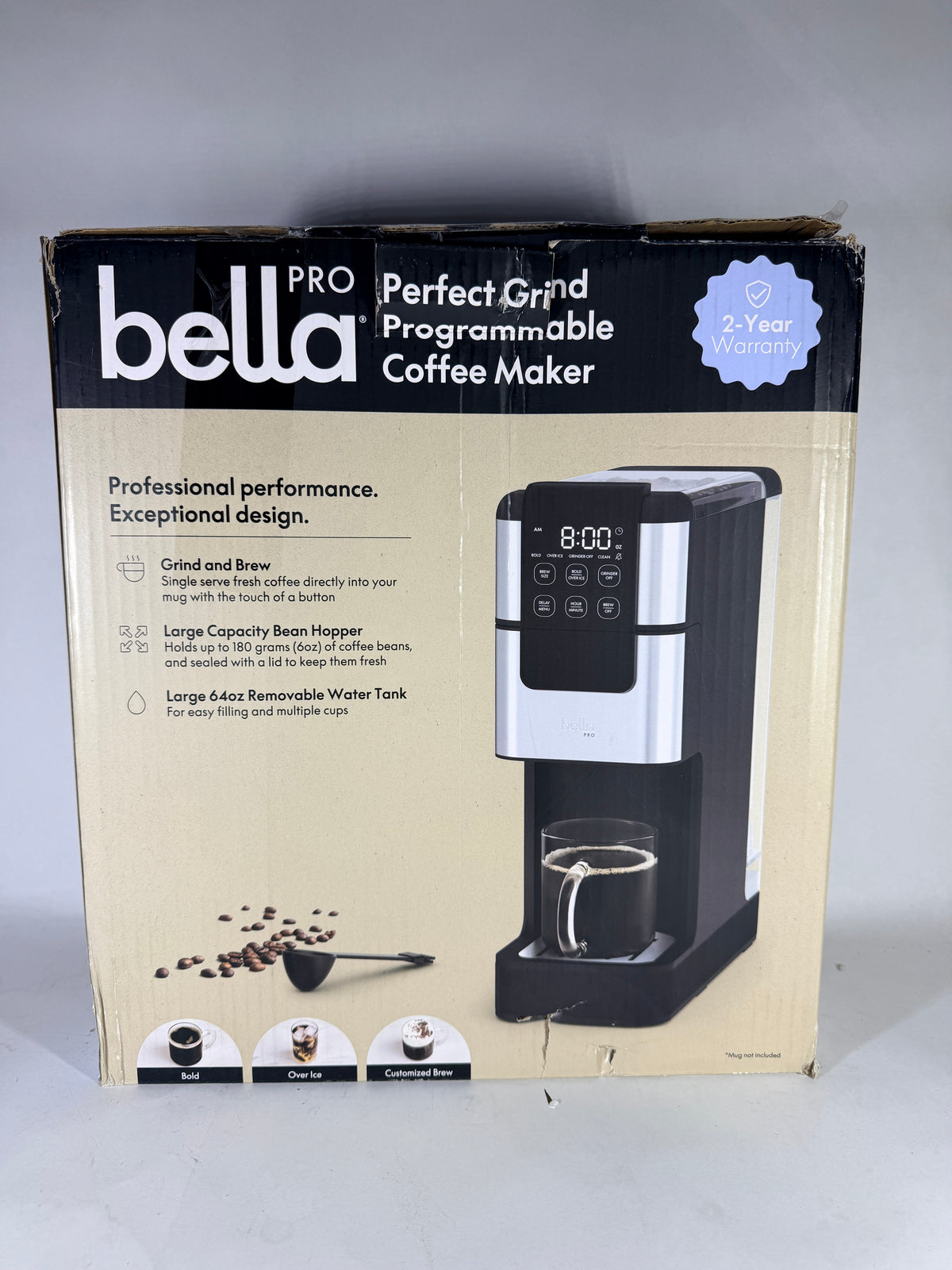 bella PRO Perfect Grind Single-Serve Coffee Maker Burr Grinder 90273
