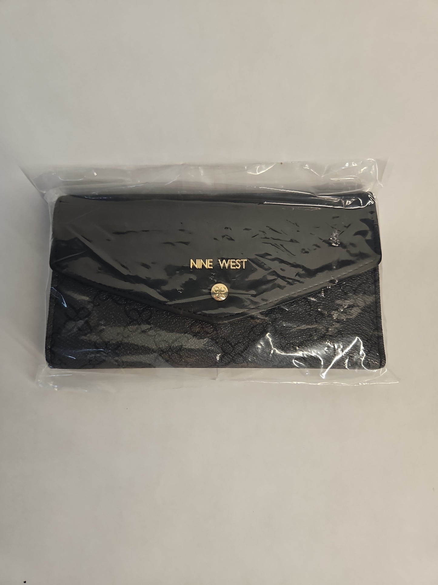 Nine West Norah Snap Wallet – Jet Black Logo Print