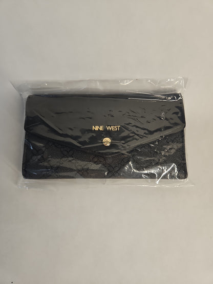 Nine West Norah Snap Wallet – Jet Black Logo Print