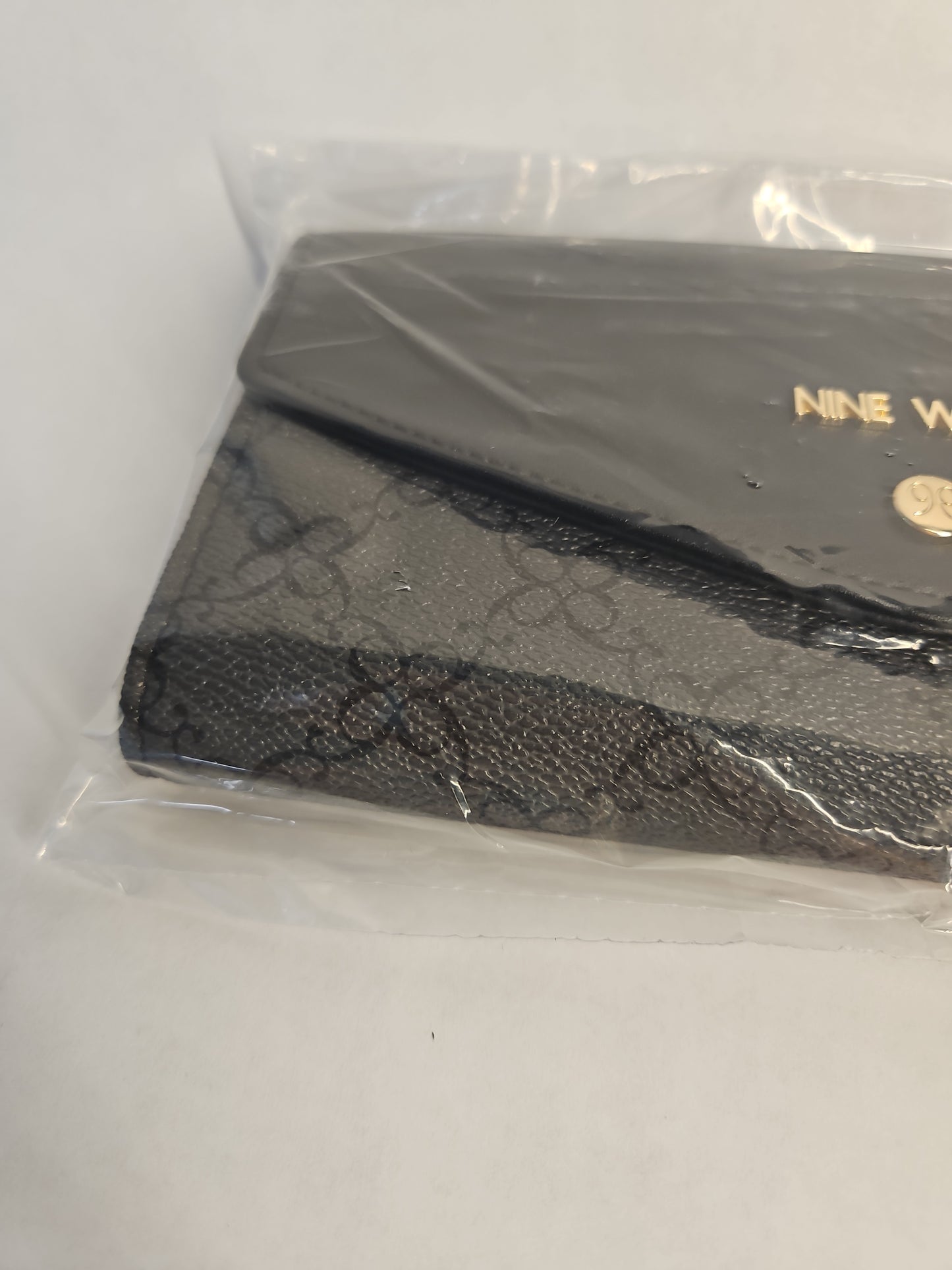 Nine West Norah Snap Wallet – Jet Black Logo Print