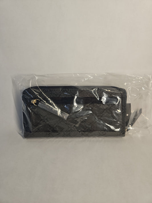 Nine West Norah Zipper Wallet – Jet Black Logo Print