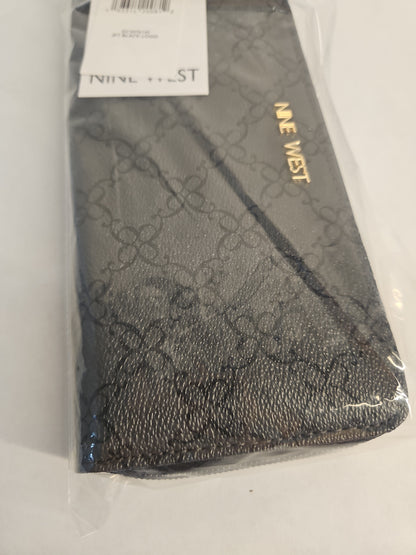 Nine West Norah Zipper Wallet – Jet Black Logo Print