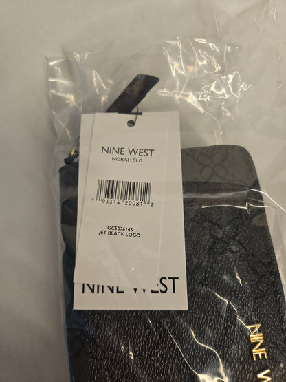 Nine West Norah Snap Wallet – Jet Black Logo Print