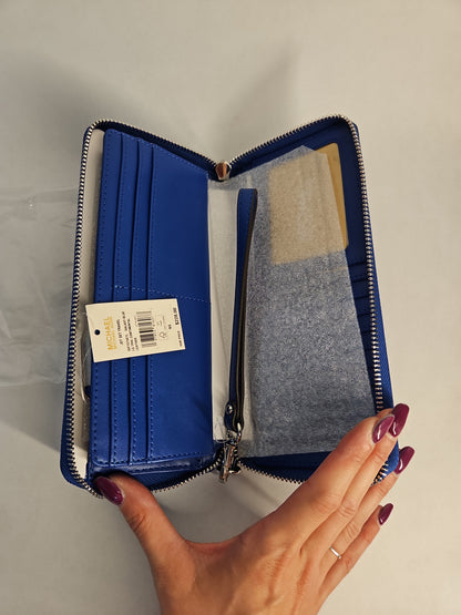 Michael Kors Jet Set Large Pebbled Leather Continental Wallet – Galaxy Blue