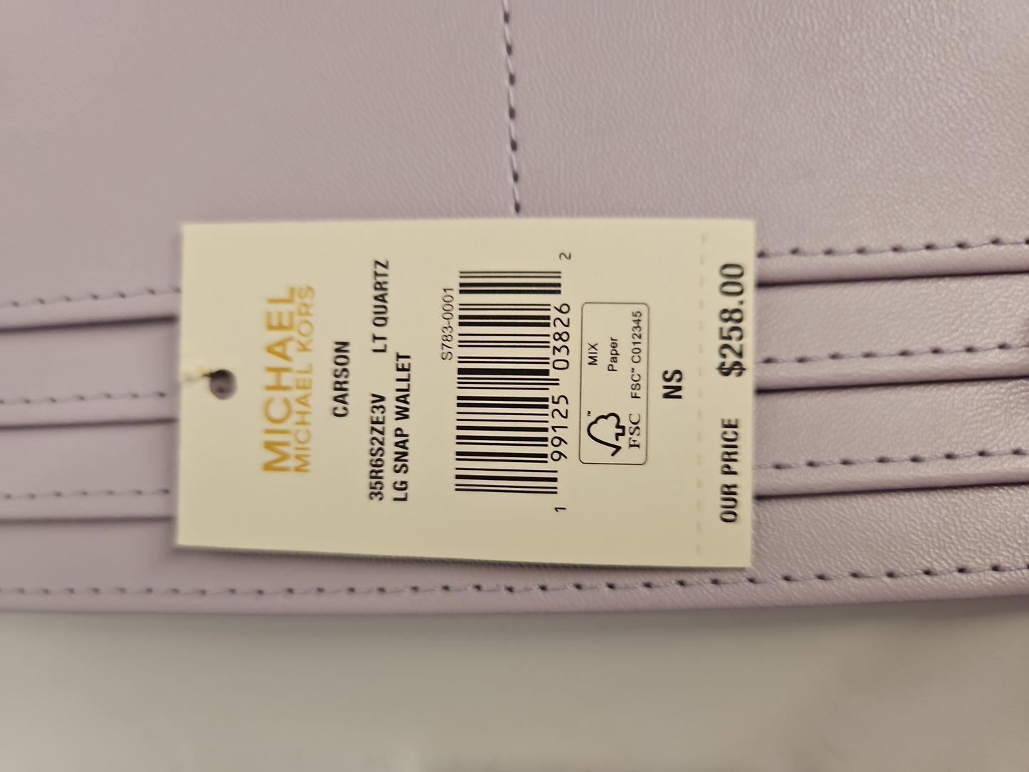 Michael Kors Carson Large Logo Debossed Snap Wallet - Light Quartz Purple
