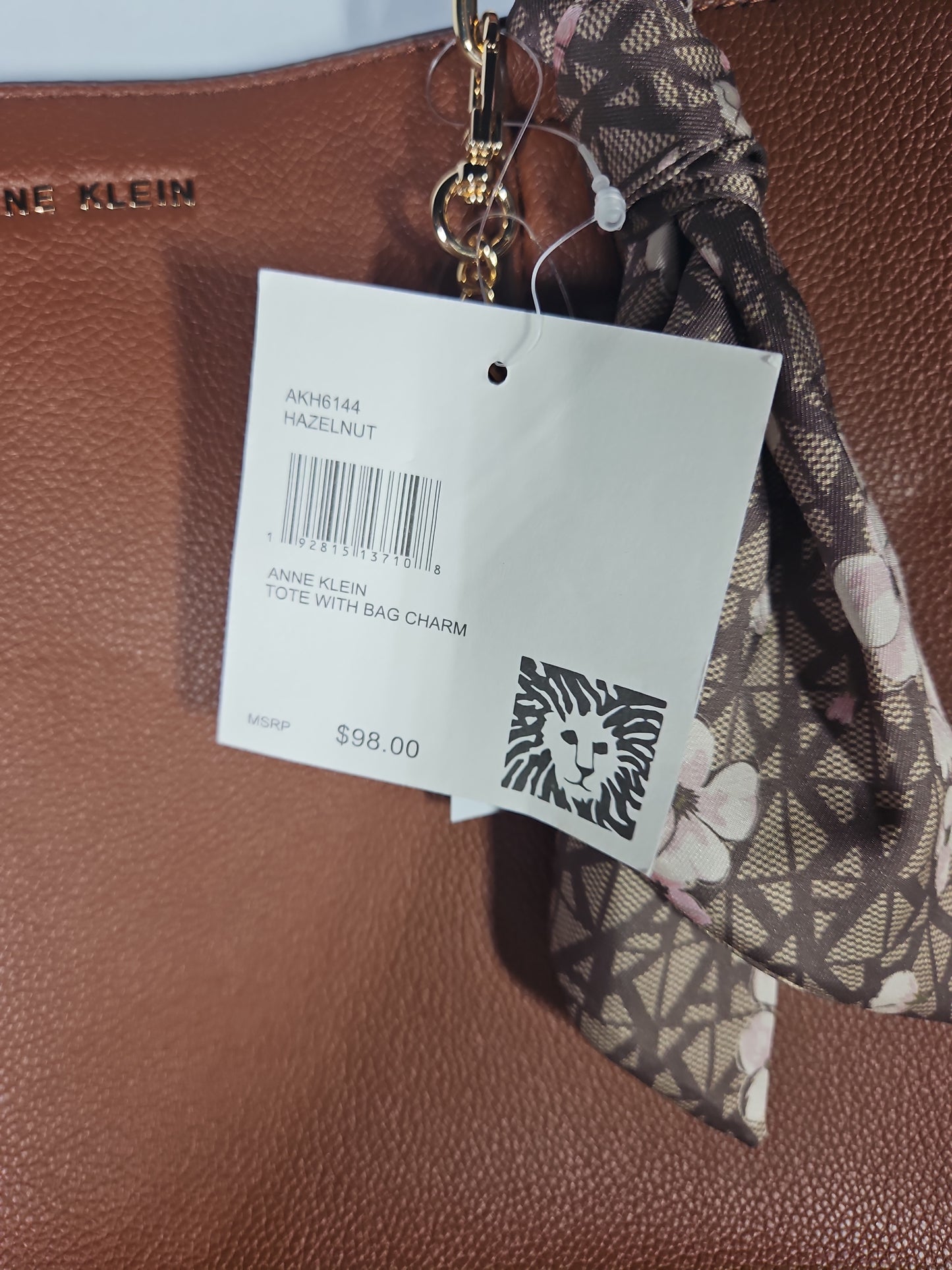 Anne Klein Tote Bag with Bag Charm - Hazelnut