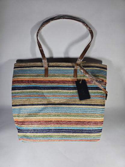 Crossi Woven Straw Stripe Shoulder Bag