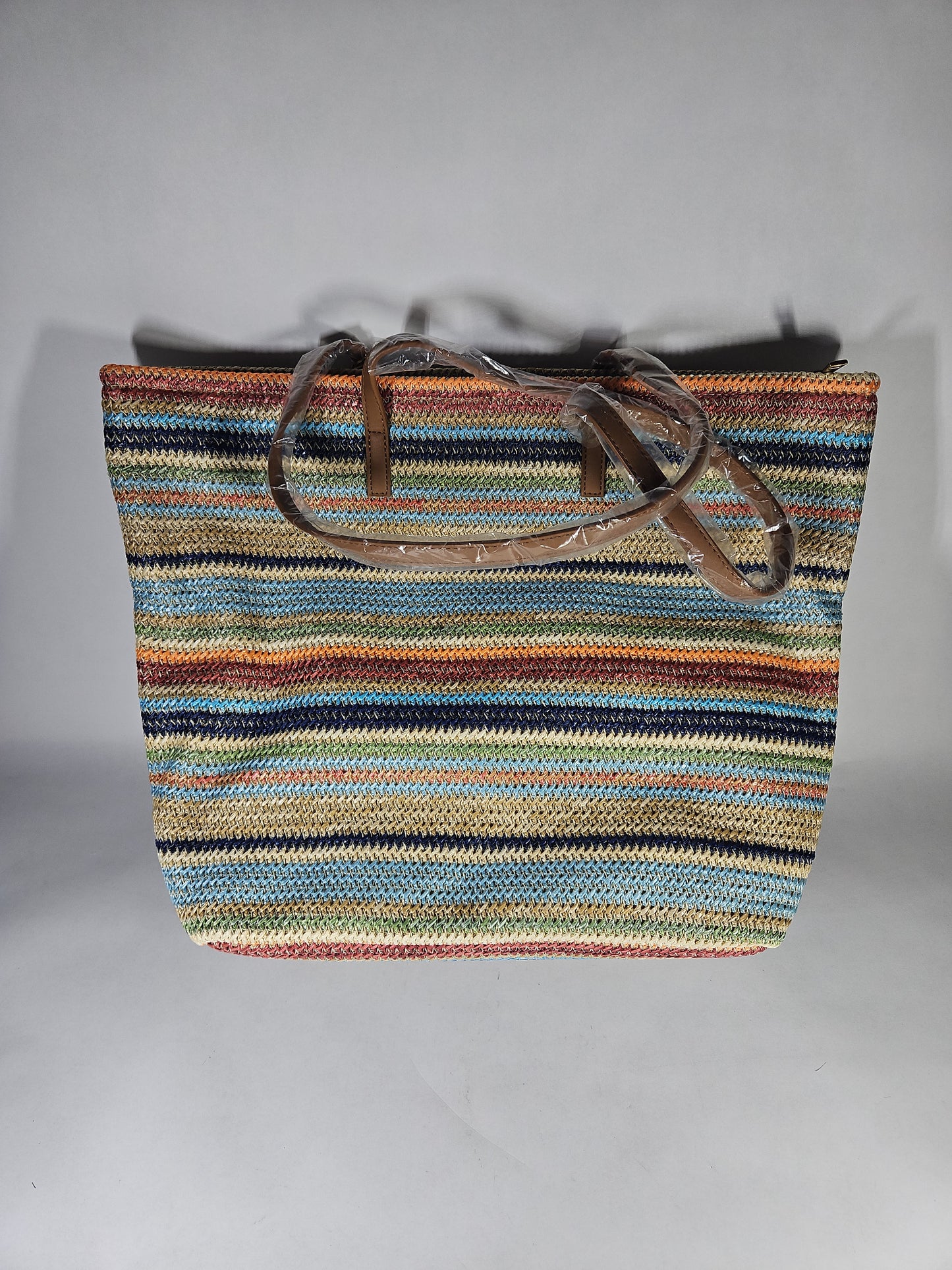 Crossi Woven Straw Stripe Shoulder Bag