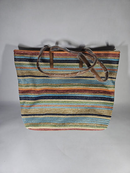 Crossi Woven Straw Stripe Shoulder Bag