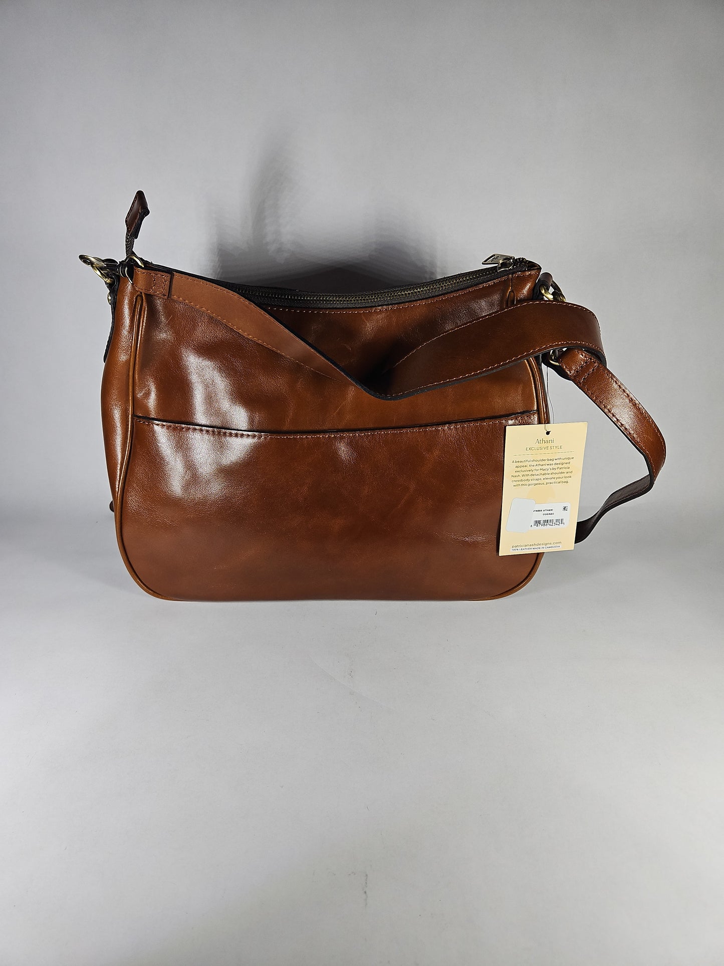 Patricia Nash Athani Large Leather Shoulder Bag - Cognac