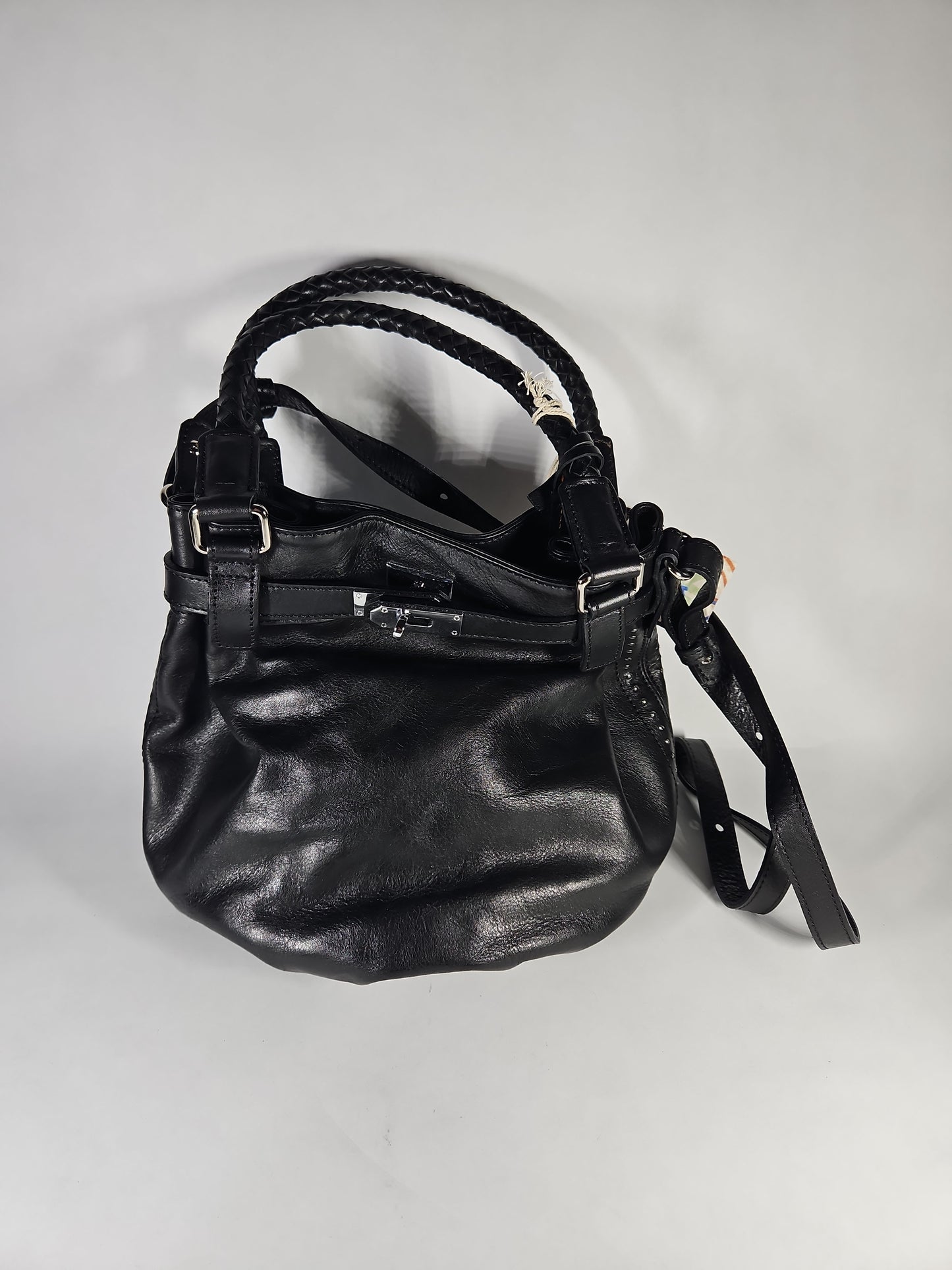 Old Trend Genuine Leather Pumpkin Bucket Bag - Black