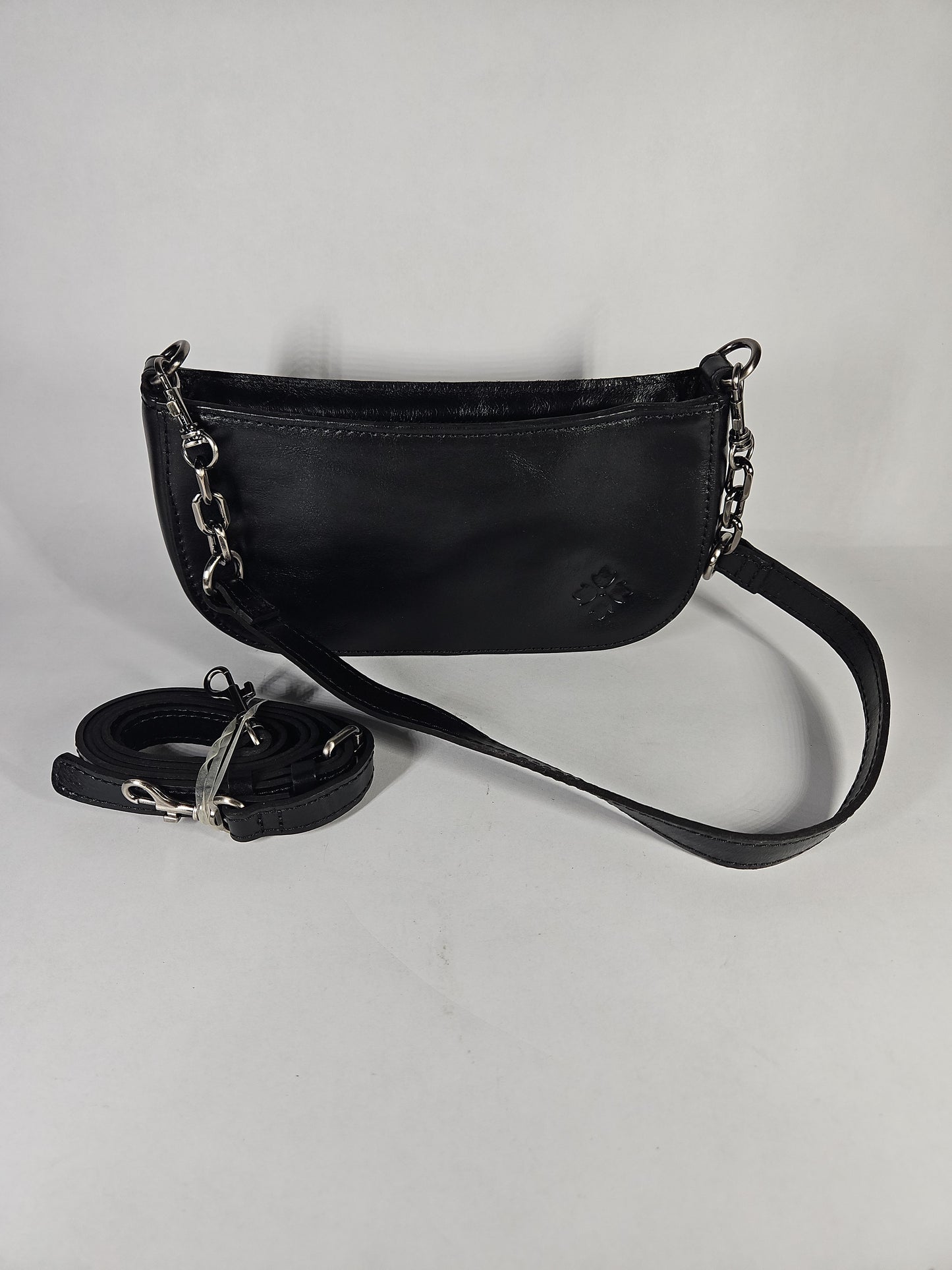 Patricia Nash Sassi Small Leather Baguette Crossbody Bag - Black