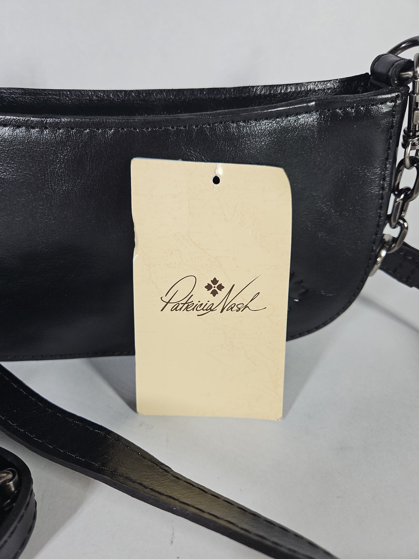 Patricia Nash Sassi Small Leather Baguette Crossbody Bag - Black
