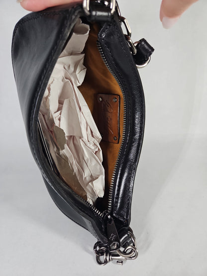 Patricia Nash Sassi Small Leather Baguette Crossbody Bag - Black