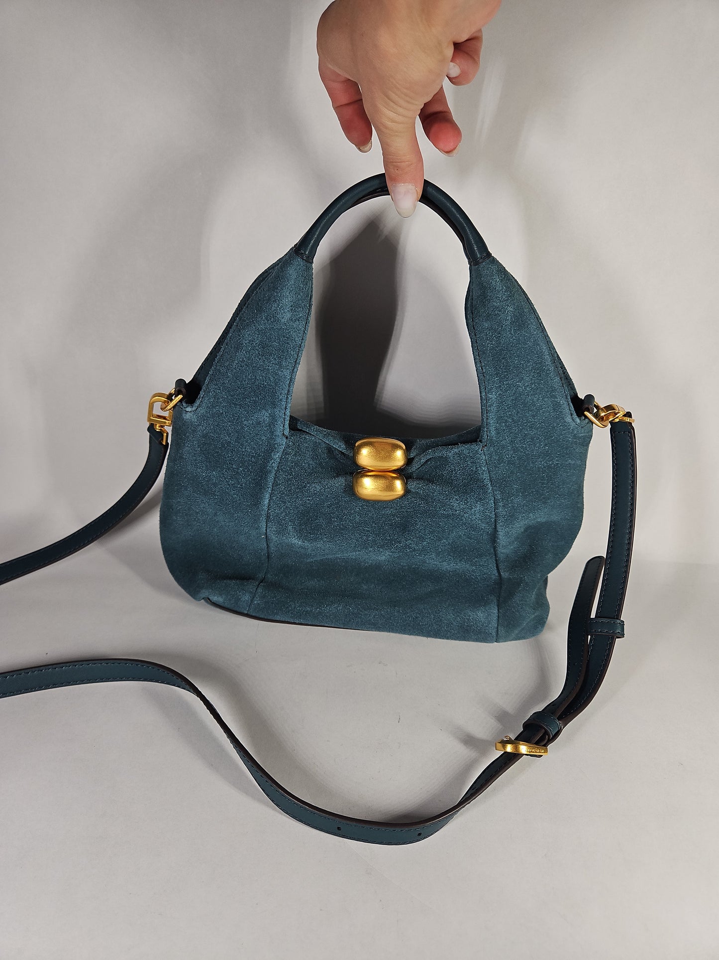 Donna Karan New York Organza Suede Crossbody Bag – Teal