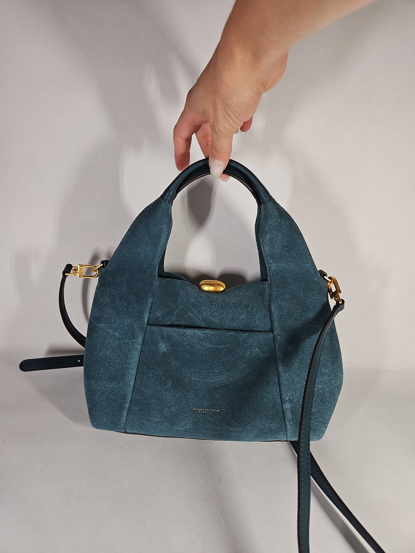 Donna Karan New York Organza Suede Crossbody Bag – Teal