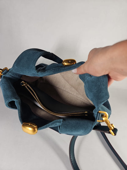 Donna Karan New York Organza Suede Crossbody Bag – Teal
