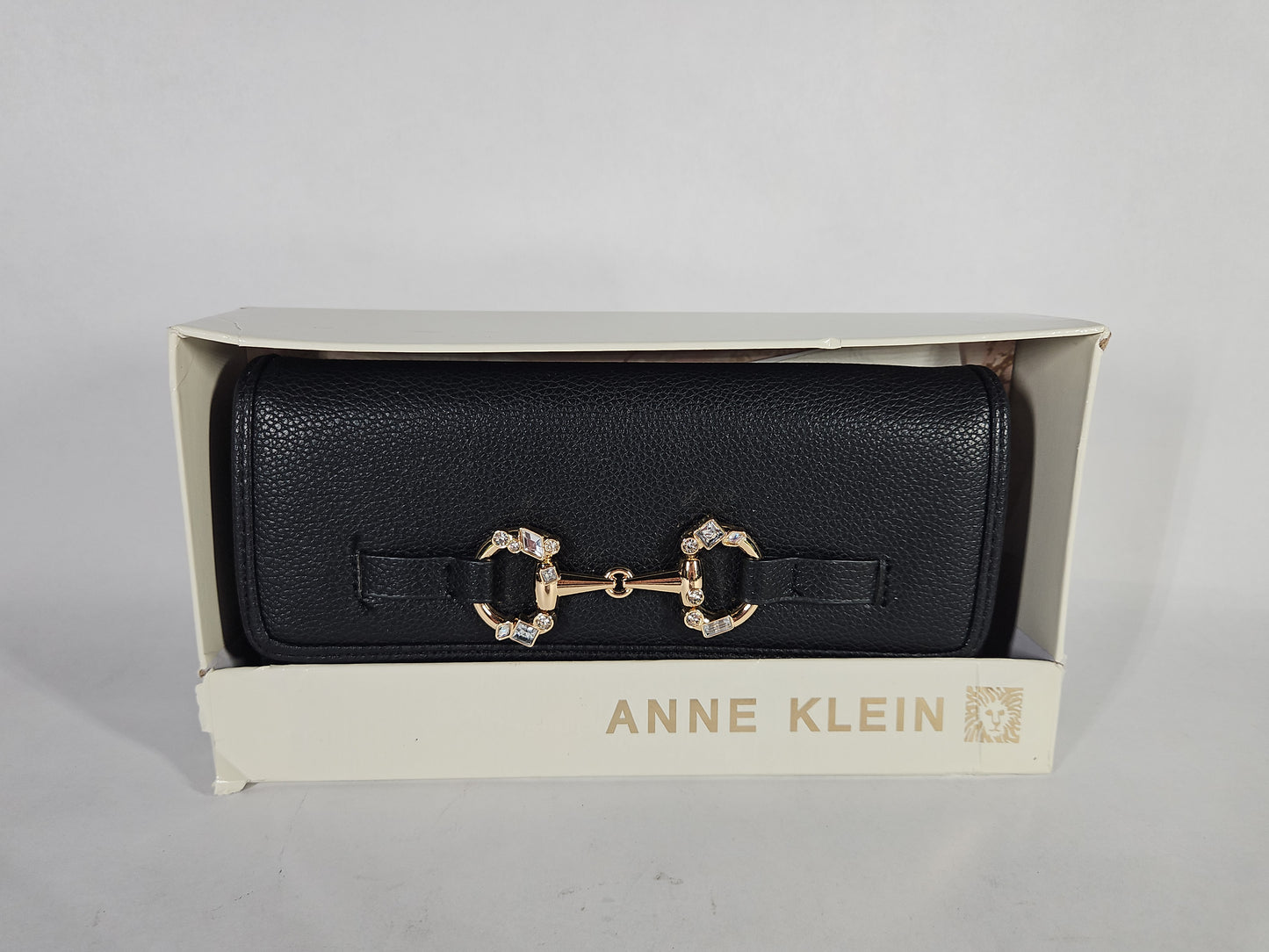 Anne Klein Jeweled Horsebit Snap Wallet - Black