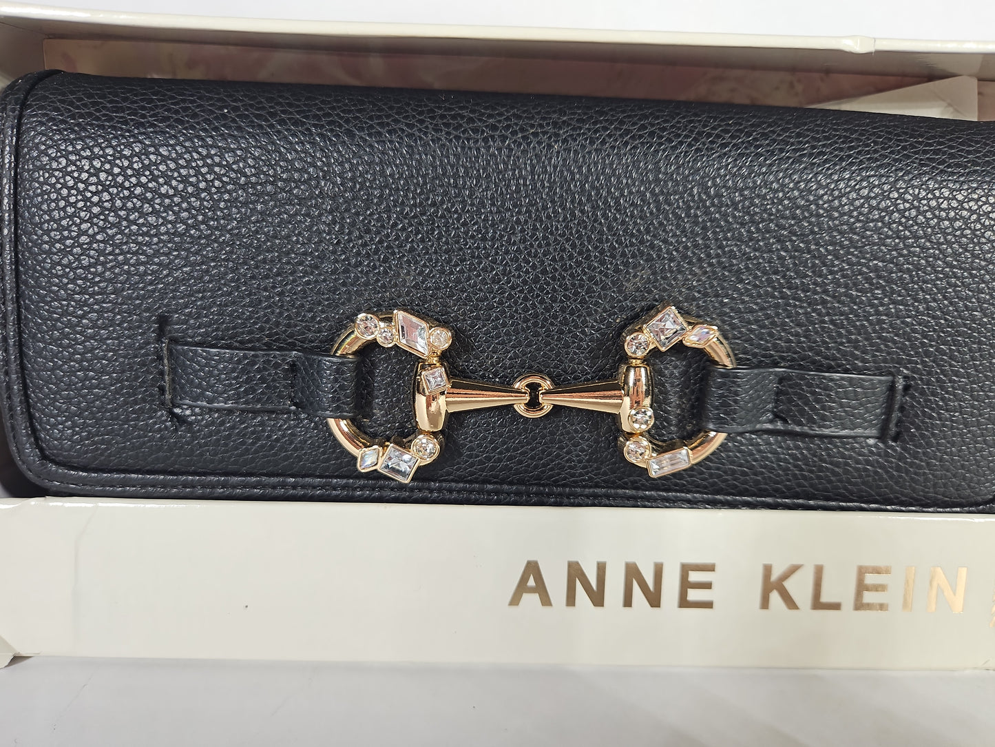 Anne Klein Jeweled Horsebit Snap Wallet - Black