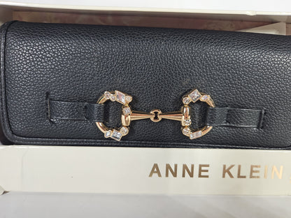 Anne Klein Jeweled Horsebit Snap Wallet - Black
