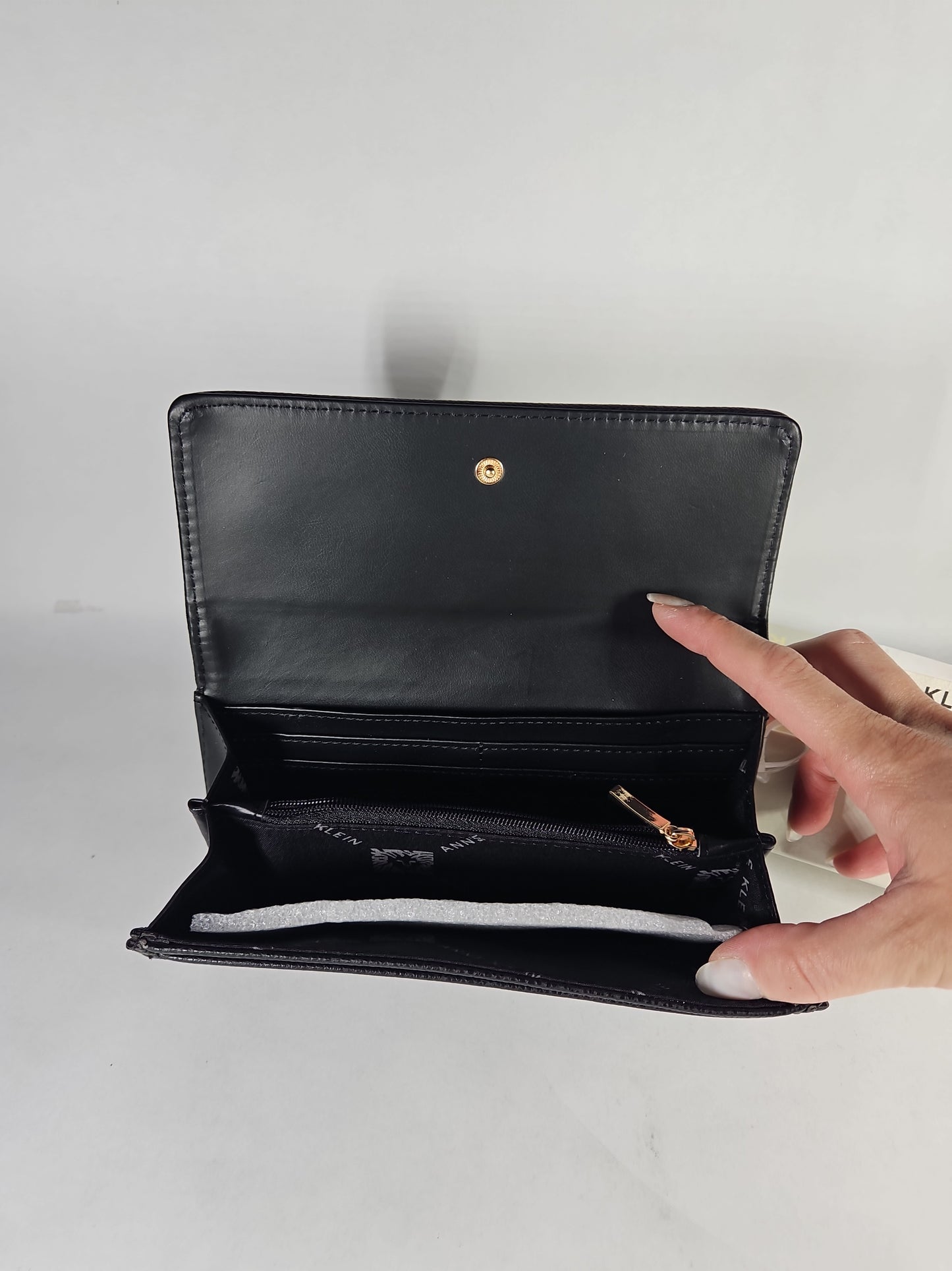 Anne Klein Jeweled Horsebit Snap Wallet - Black