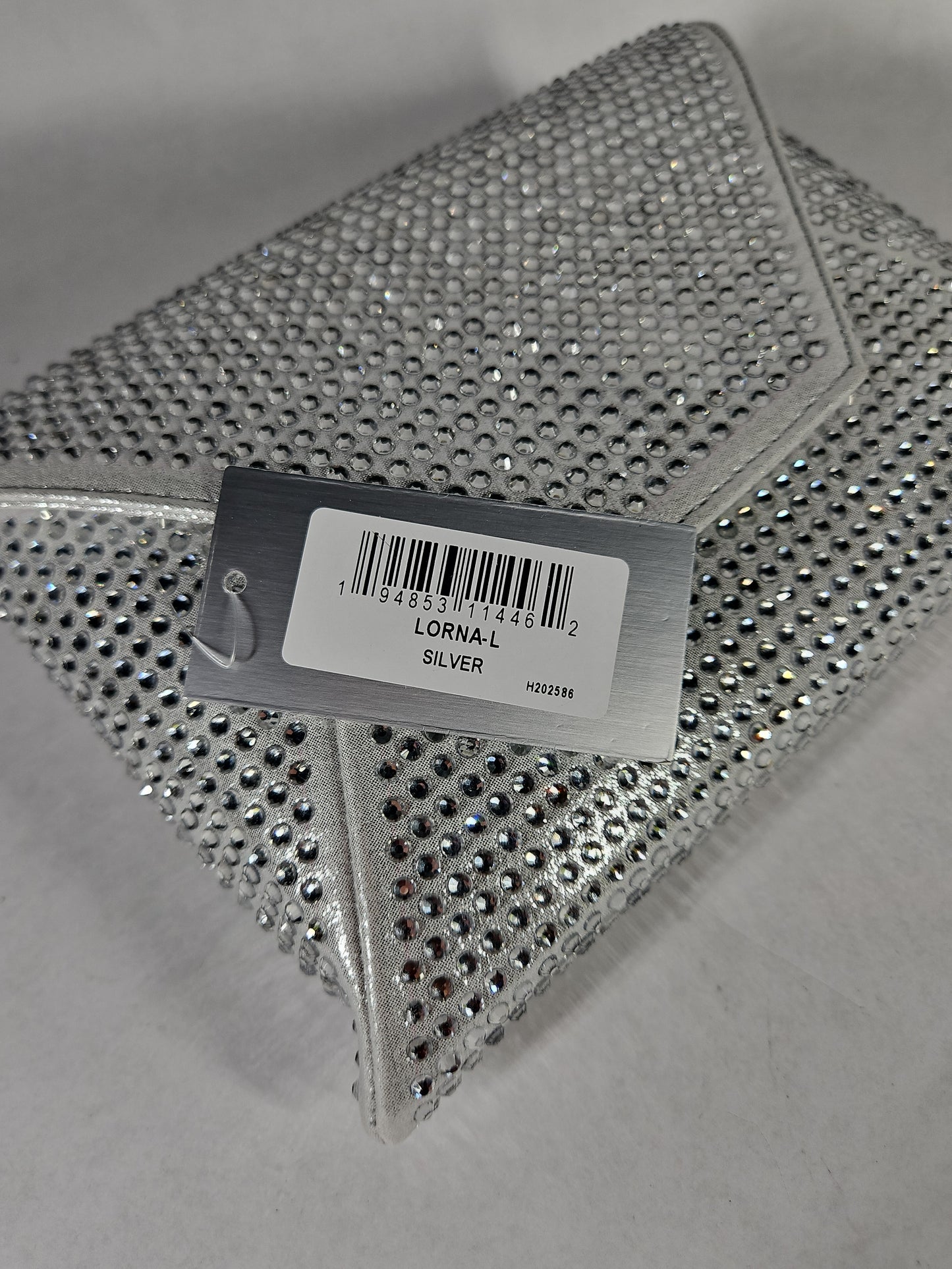 Nina Crystal Encrusted Square Envelope Clutch – Silver