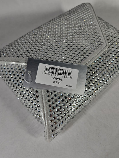 Nina Crystal Encrusted Square Envelope Clutch – Silver