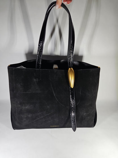 Donna Karan New York Georgette Extra-Large Suede Tote – Black/Gold