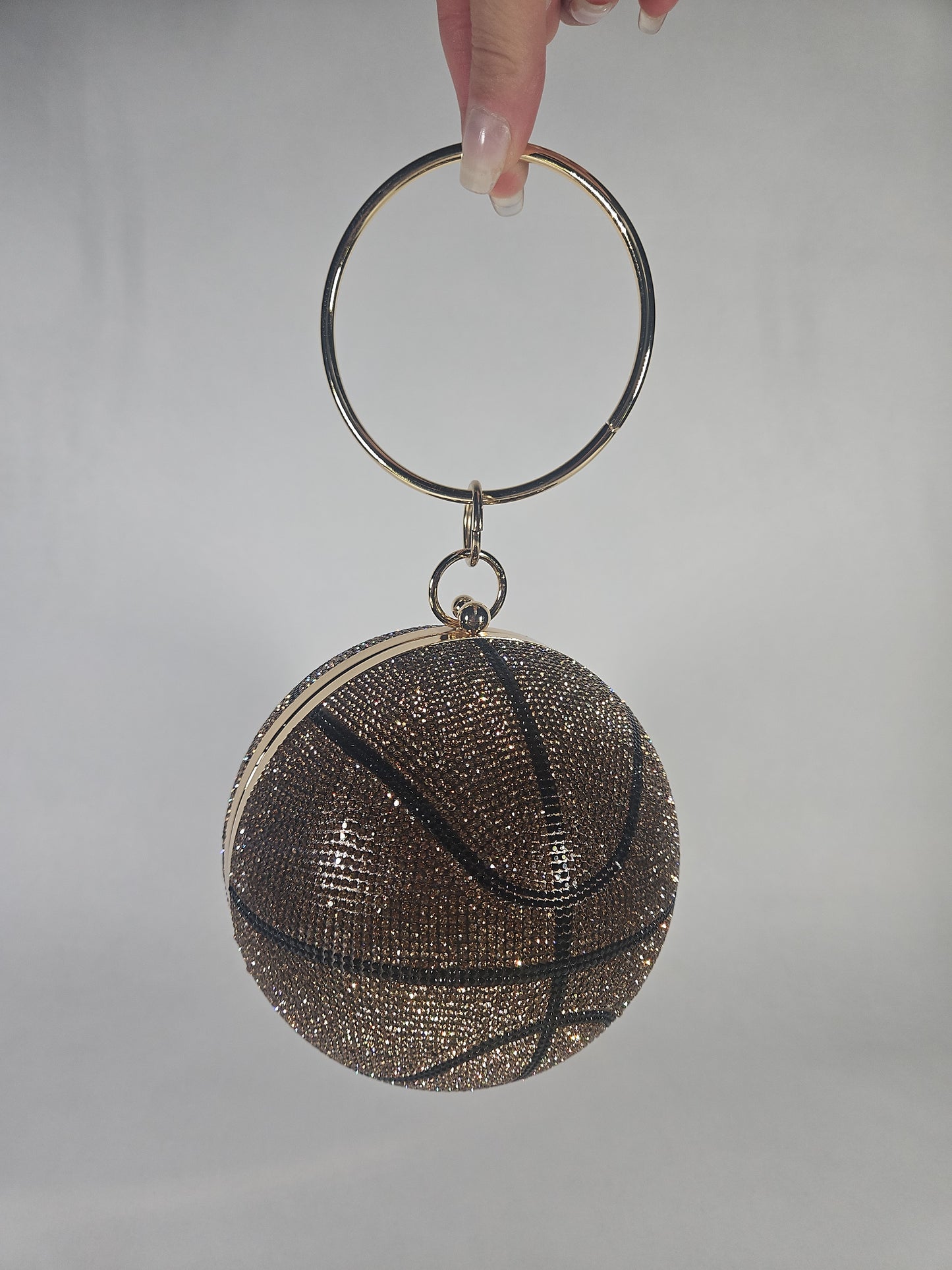 Like Dreams Dribble Small Rhinestone Basketball Clutch Bag – Gold