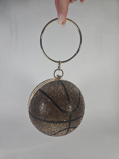 Like Dreams Dribble Small Rhinestone Basketball Clutch Bag – Gold