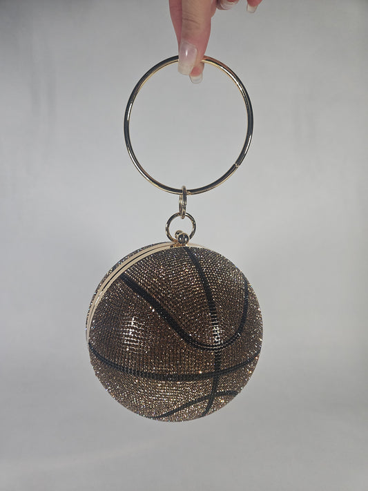 Like Dreams Dribble Small Rhinestone Basketball Clutch Bag – Gold