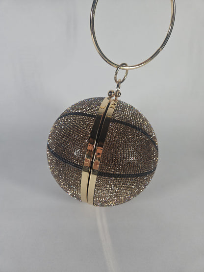 Like Dreams Dribble Small Rhinestone Basketball Clutch Bag – Gold