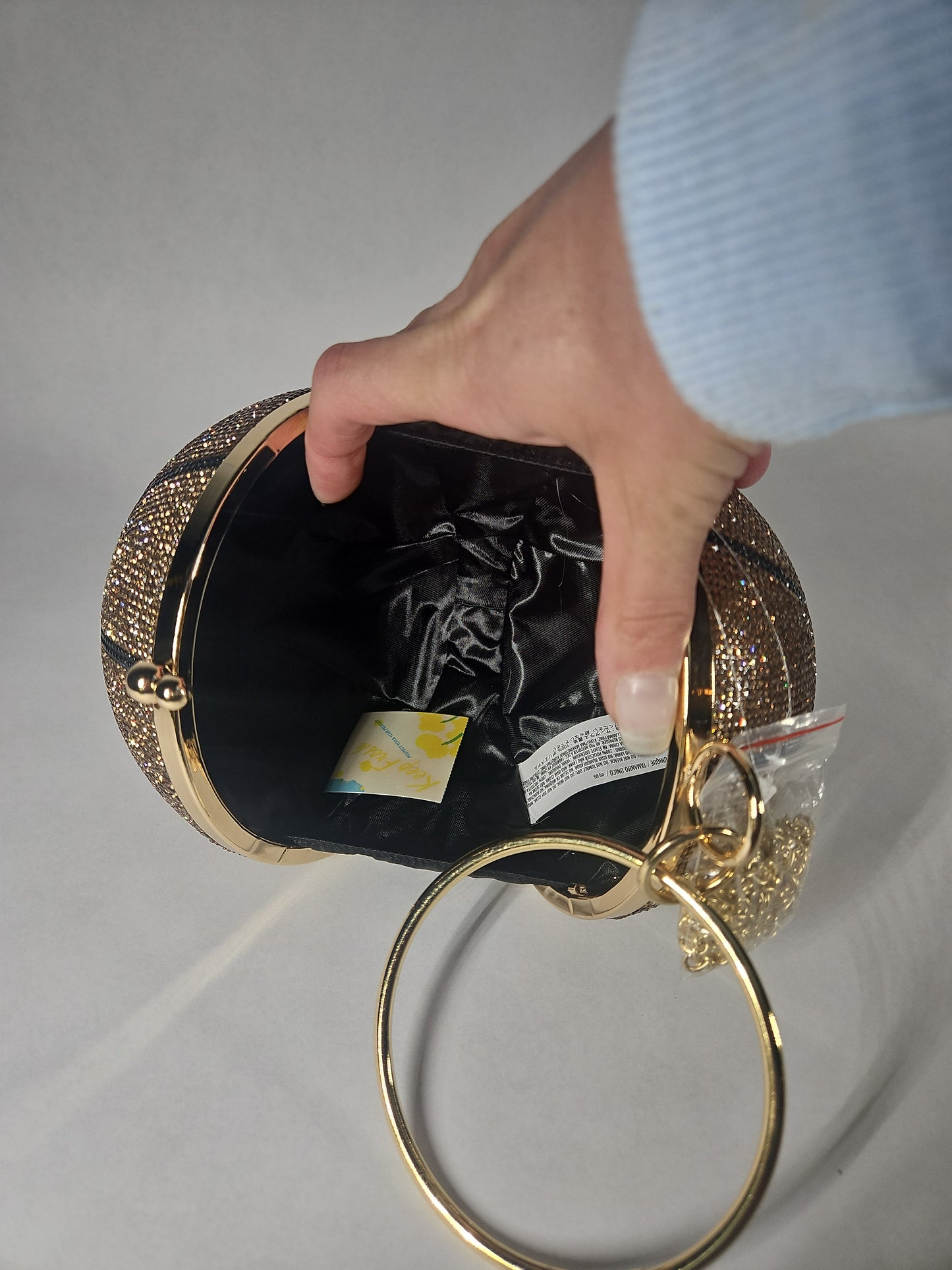 Like Dreams Dribble Small Rhinestone Basketball Clutch Bag – Gold