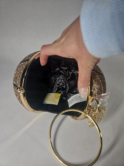 Like Dreams Dribble Small Rhinestone Basketball Clutch Bag – Gold