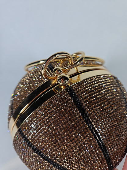 Like Dreams Dribble Small Rhinestone Basketball Clutch Bag – Gold