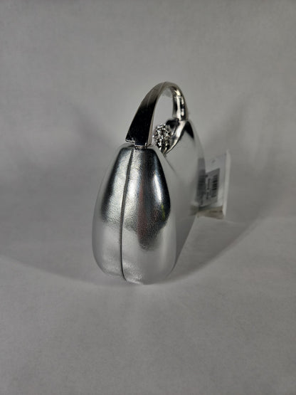 Nina Metallic Minaudiere Bag with Metal Handle – True Silver