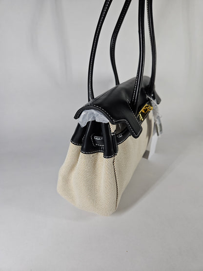 JW PEI Yara Twist-Lock Shoulder Bag – Black/Canvas
