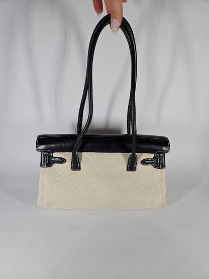 JW PEI Yara Twist-Lock Shoulder Bag – Black/Canvas