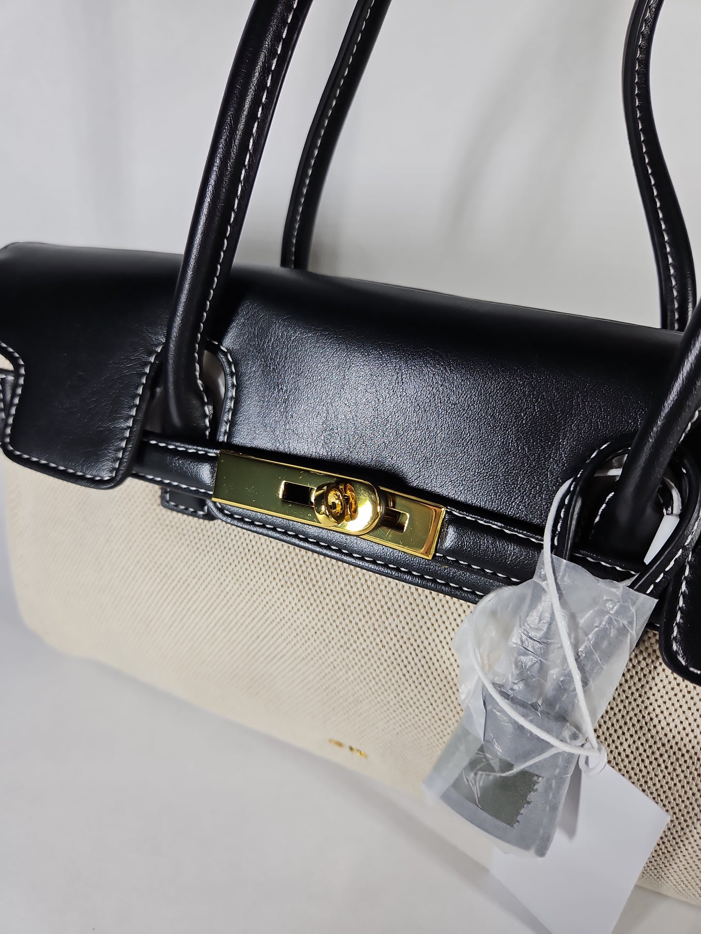 JW PEI Yara Twist-Lock Shoulder Bag – Black/Canvas