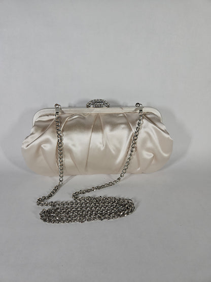Nina Classic Satin Clutch – Ivory