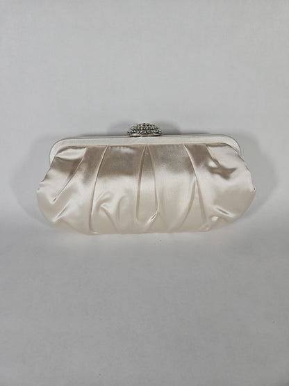 Nina Classic Satin Clutch – Ivory