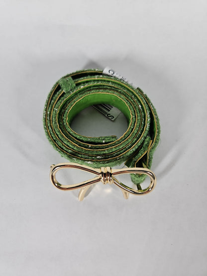 Green Tweed Skinny Bow Clasp Belt
