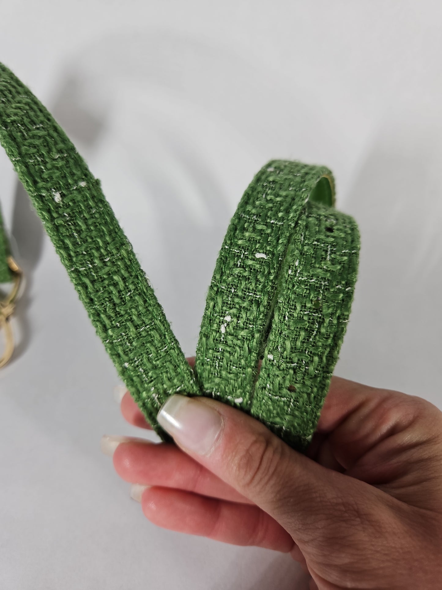 Green Tweed Skinny Bow Clasp Belt