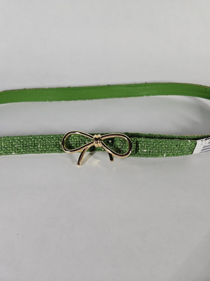 Green Tweed Skinny Bow Clasp Belt