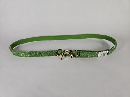 Green Tweed Skinny Bow Clasp Belt