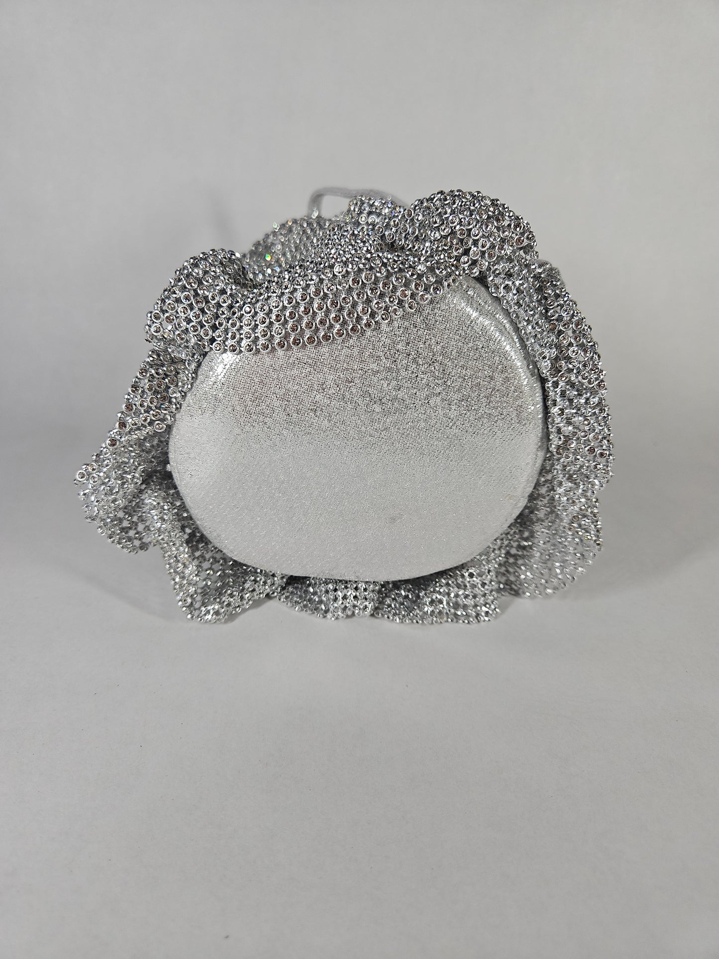 Nina 3 Tiered Crystal Mesh Pouch Bag – Silver