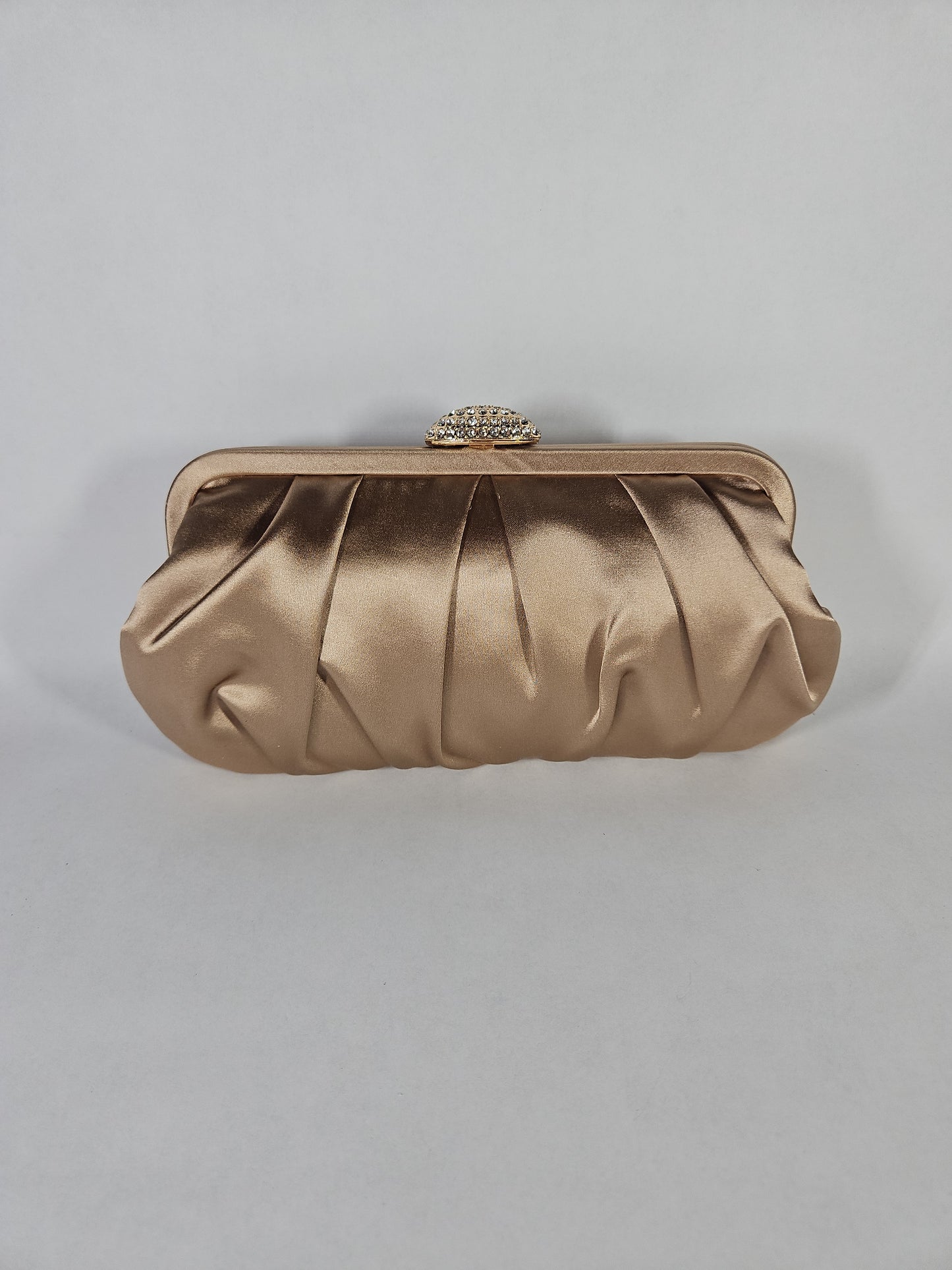 Nina Classic Lift Lock Satin Clutch – Honey