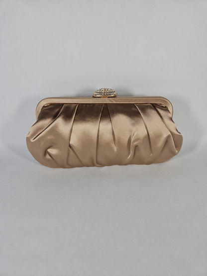 Nina Classic Lift Lock Satin Clutch – Honey