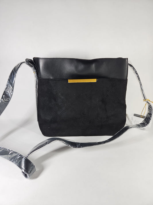 Like Dreams Midnight Quilted Suede Small Tote Bag – Black